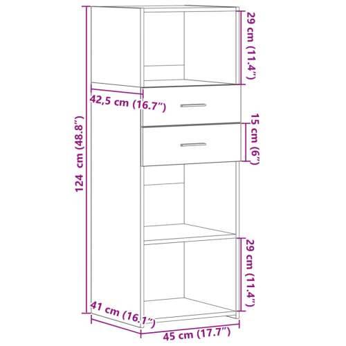 Visoka komoda boja hrasta 45 x 42,5 x 124 cm konstruirano drvo Dimljeni hrast 1 Cijena