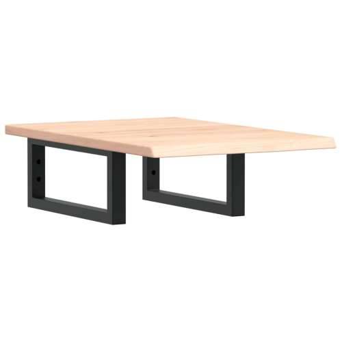 Zidna polica za Lavabo - Umivaonik od čelika i masivne hrastovine - Smeđa i crna 40 x 60 x 2 cm 1 Pravokutno Cijena