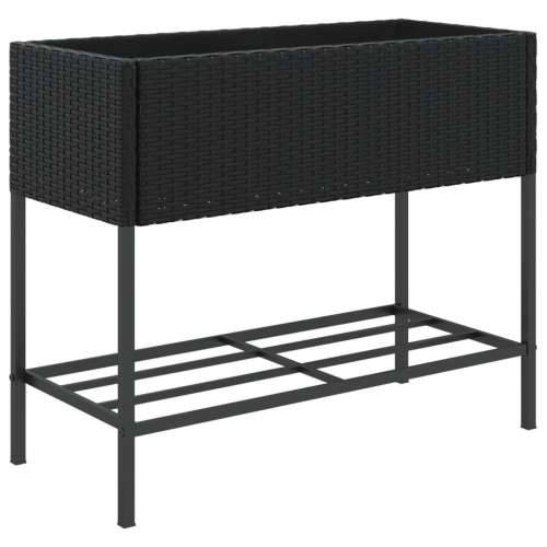 Vrtna sadilica s policom crna od poliratana Crna 90 x 40 x 75 cm 1 Cijena