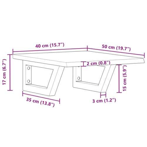 Zidna polica za Lavabo - Umivaonik od čelika i masivne hrastovine - svijetlo smeđa i bijela 40 x 50 x 2 cm 1 Trapez Cijena