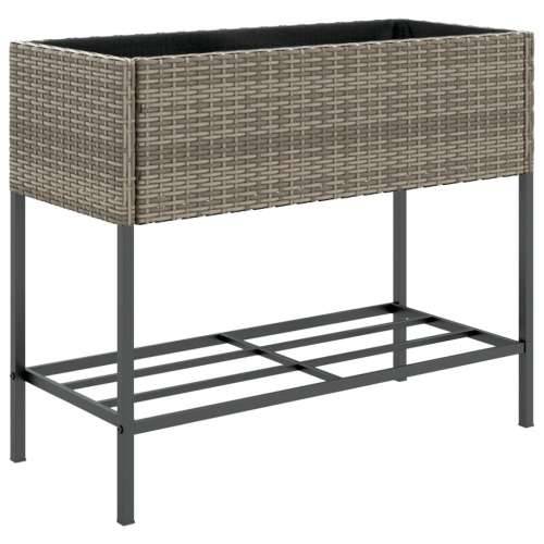 Vrtna sadilica s policom siva od poliratana - Siva 90 x 40 x 75 cm 1 Cijena