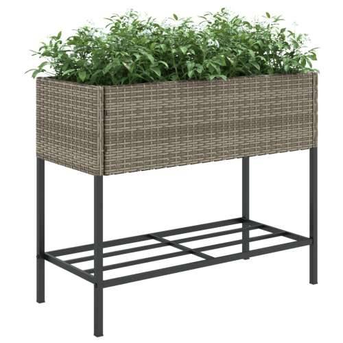 Vrtna sadilica s policom siva od poliratana - Siva 90 x 40 x 75 cm 1 Cijena