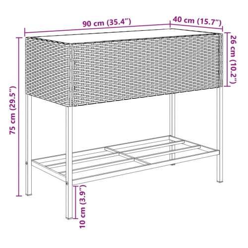 Vrtna sadilica s policom siva od poliratana - Siva 90 x 40 x 75 cm 1 Cijena
