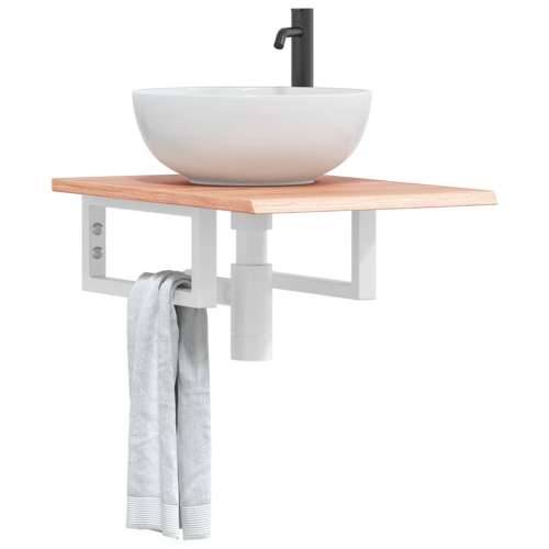 Zidna polica za Lavabo - Umivaonik od čelika i masivne hrastovine - svijetlo smeđa i bijela 40 x 60 x 2 cm 1 Pravokutno Cijena