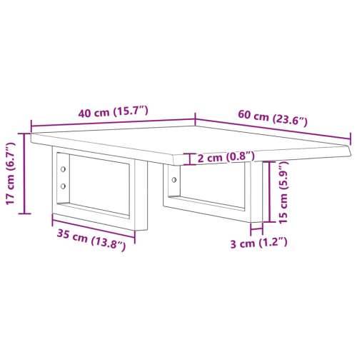 Zidna polica za Lavabo - Umivaonik od čelika i masivne hrastovine - svijetlo smeđa i bijela 40 x 60 x 2 cm 1 Pravokutno Cijena