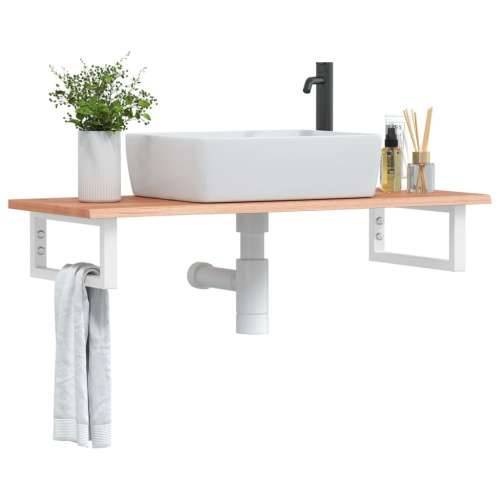 Zidna polica za Lavabo - Umivaonik od čelika i masivne hrastovine - svijetlo smeđa i bijela 100 x 40 x 2 cm 1 Pravokutno Cijena