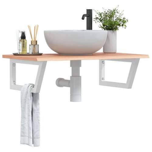 Zidna polica za Lavabo - Umivaonik od čelika i masivne hrastovine - svijetlo smeđa i bijela 80 x 50 x 2 cm 1 Trapez Cijena