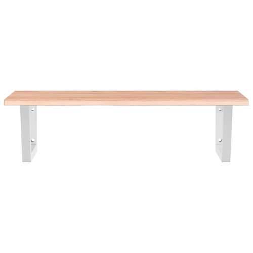 Zidna polica za Lavabo - Umivaonik od čelika i masivne hrastovine - svijetlo smeđa i bijela 80 x 50 x 2 cm 1 Trapez Cijena