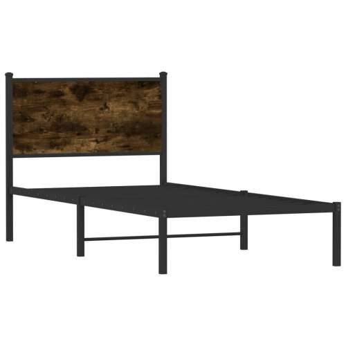 Metalni okvir kreveta bez madraca boja hrasta 90x190 cm Dimljeni hrast 90 x 190 cm s uzglavljem Cijena