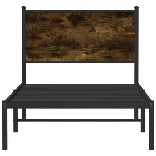 Metalni okvir kreveta bez madraca boja hrasta 90x190 cm Dimljeni hrast 90 x 190 cm s uzglavljem Cijena