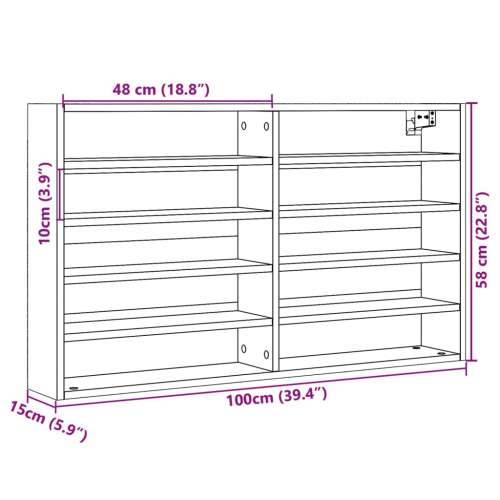 Vitrina siva boja betona 100x15x58 cm konstruirano drvo - Beton siva 100 x 15 x 58 cm 1 Cijena