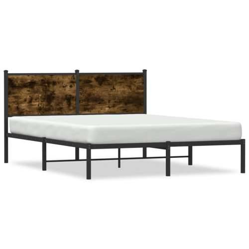 Metalni okvir kreveta bez madraca boja hrasta 140x190 cm Dimljeni hrast 140 x 190 cm s uzglavljem Cijena