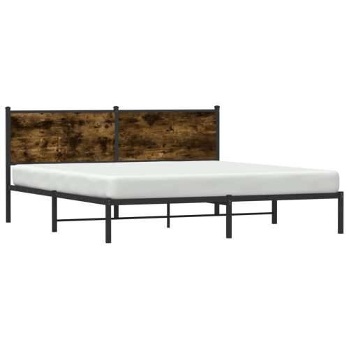 Metalni okvir kreveta bez madraca boja hrasta 180x200 cm - Dimljeni hrast 180 x 200 cm s uzglavljem Cijena