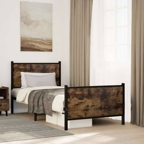 Metalni okvir kreveta bez madraca boja hrasta 90x200 cm - Dimljeni hrast 90 x 200 cm s uzglavljem i podnožjem Cijena