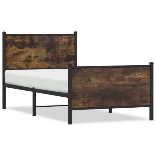 Metalni okvir kreveta bez madraca boja hrasta 90x200 cm - Dimljeni hrast 90 x 200 cm s uzglavljem i podnožjem Cijena