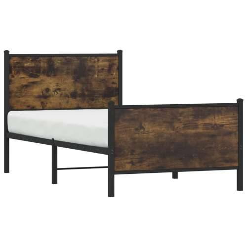 Metalni okvir kreveta bez madraca boja hrasta 90x200 cm - Dimljeni hrast 90 x 200 cm s uzglavljem i podnožjem Cijena