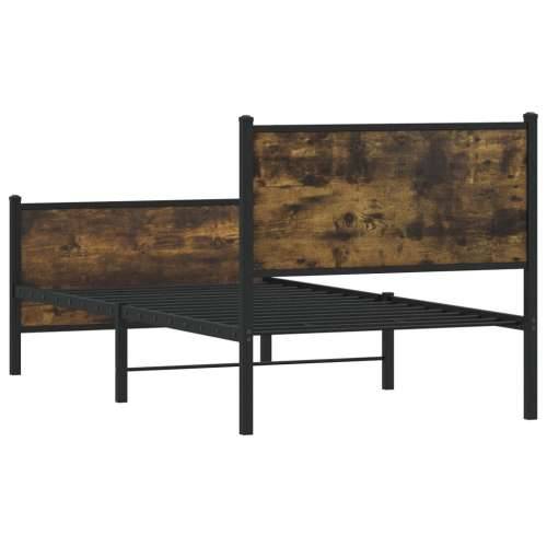 Metalni okvir kreveta bez madraca boja hrasta 90x200 cm - Dimljeni hrast 90 x 200 cm s uzglavljem i podnožjem Cijena