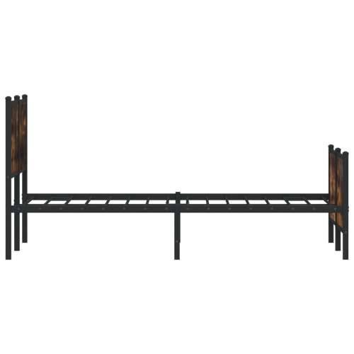 Metalni okvir kreveta bez madraca boja hrasta 137x190 cm - Dimljeni hrast 137 x 190 cm s uzglavljem i podnožjem Cijena