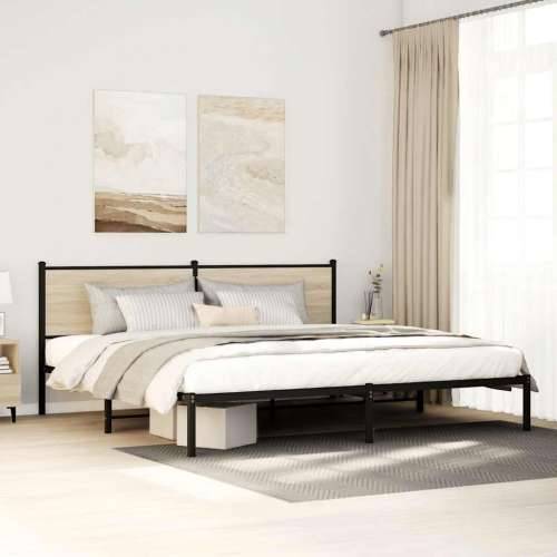Metalni okvir kreveta bez madraca boja hrasta sonome 193x203 cm - sonoma hrast 193 x 203 cm s uzglavljem Cijena