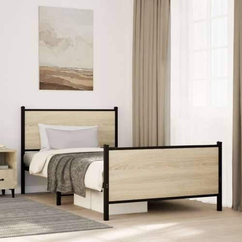 Metalni okvir kreveta bez madraca boja hrasta sonome 100x200 cm - sonoma hrast 100 x 200 cm s uzglavljem i podnožjem Cijena
