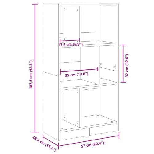Regal za knjige boja hrasta 57x28,5x107,5 cm konstruirano drvo - sonoma hrast 1 107.5 cm Cijena