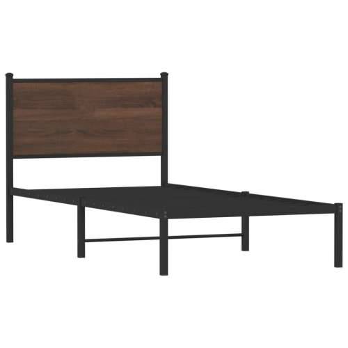 Metalni okvir kreveta bez madraca smeđi hrast 90x190 cm - Smeđi hrast 90 x 190 cm s uzglavljem Cijena