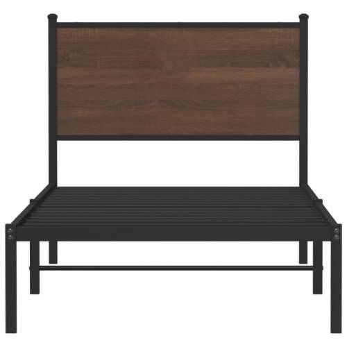 Metalni okvir kreveta bez madraca smeđi hrast 90x190 cm - Smeđi hrast 90 x 190 cm s uzglavljem Cijena