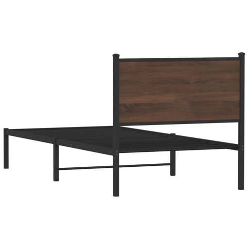 Metalni okvir kreveta bez madraca smeđi hrast 90x190 cm - Smeđi hrast 90 x 190 cm s uzglavljem Cijena