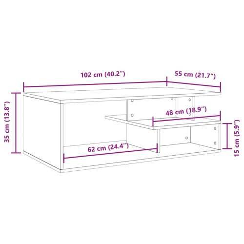 Stolić za kavu boja betona 102 x 55 x 35 cm konstruirano drvo - Beton siva 1 Cijena