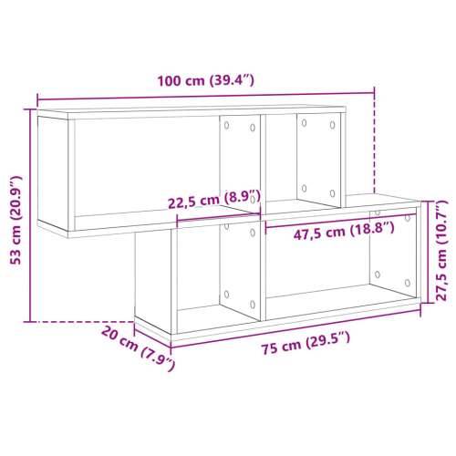 Zidna polica crna 100x20x53 cm od konstruiranog drva - Crna 1 Cijena