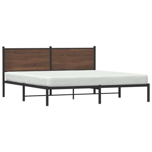 Metalni okvir kreveta bez madraca smeđa boja hrasta 180x200 cm - Smeđi hrast 180 x 200 cm s uzglavljem Cijena