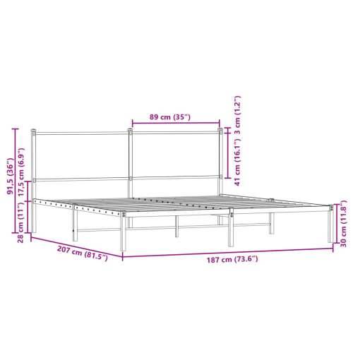 Metalni okvir kreveta bez madraca smeđa boja hrasta 180x200 cm - Smeđi hrast 180 x 200 cm s uzglavljem Cijena