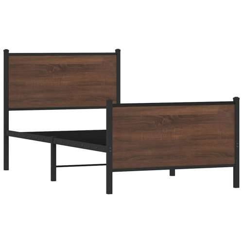 Metalni okvir kreveta bez madraca smeđi hrast 80x200 cm - Smeđi hrast 80 x 200 cm s uzglavljem i podnožjem Cijena