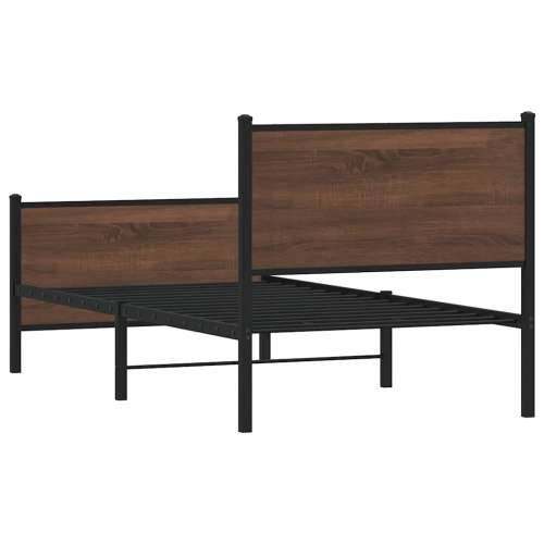 Metalni okvir kreveta bez madraca smeđi hrast 80x200 cm - Smeđi hrast 80 x 200 cm s uzglavljem i podnožjem Cijena
