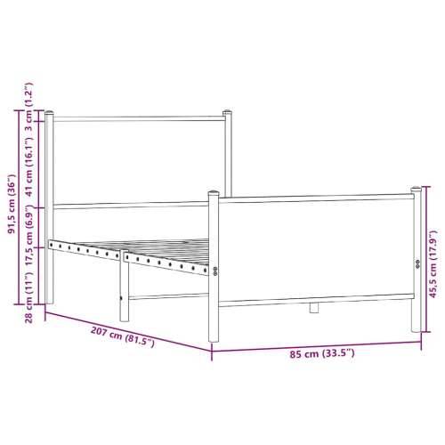Metalni okvir kreveta bez madraca smeđi hrast 80x200 cm - Smeđi hrast 80 x 200 cm s uzglavljem i podnožjem Cijena