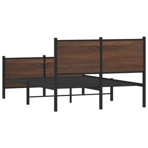 Metalni okvir kreveta bez madraca smeđi hrast 120x200 cm - Smeđi hrast 120 x 200 cm s uzglavljem i podnožjem Cijena