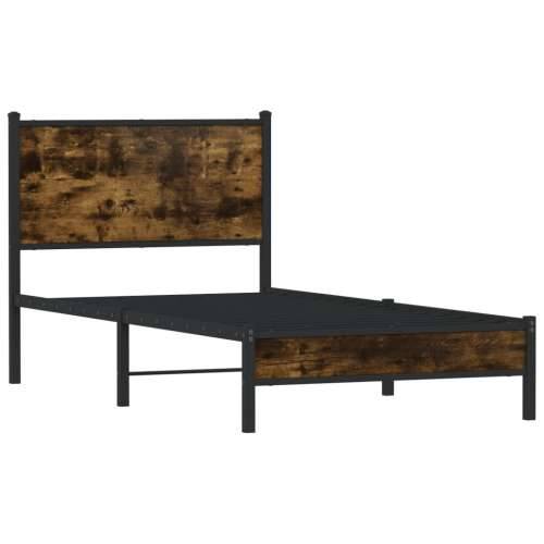 Metalni okvir kreveta bez madraca boja hrasta 80x200 cm - Dimljeni hrast 80 x 200 cm s uzglavljem i niskim podnožjem Cijena