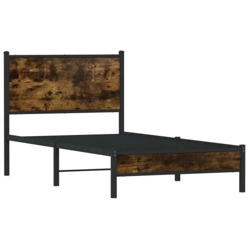 Metalni okvir kreveta bez madraca boja hrasta 90x200 cm - Dimljeni hrast 90 x 200 cm s uzglavljem i niskim podnožjem Cijena
