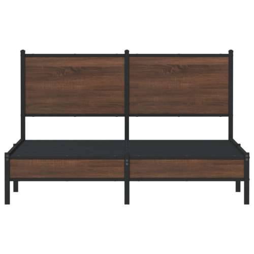 Metalni okvir kreveta bez madraca smeđa boja hrasta 137x190 cm - Smeđi hrast 137 x 190 cm s uzglavljem i niskim podnožjem Cijena