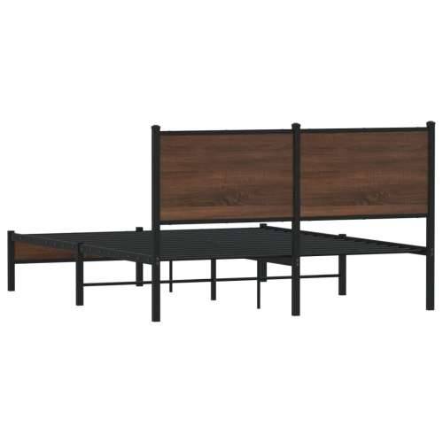 Metalni okvir kreveta bez madraca smeđa boja hrasta 137x190 cm - Smeđi hrast 137 x 190 cm s uzglavljem i niskim podnožjem Cijena