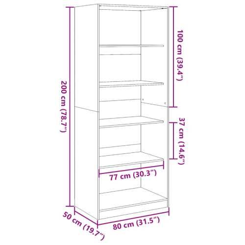 Ormar crni 80 x 50 x 200 cm od konstruiranog drva - Crna 80 x 50 x 200 cm 1 4 police Cijena