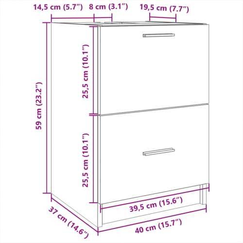 Ormarić za Lavabo - Umivaonik crni 40 x 37 x 59 cm od konstruiranog drva - Crna 40 x 37 x 59 cm 1 Cijena