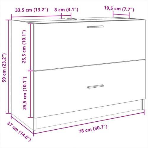 Ormarić za Lavabo - Umivaonik crni 78 x 37 x 59 cm od konstruiranog drva - Crna 78 x 37 x 59 cm 1 Cijena