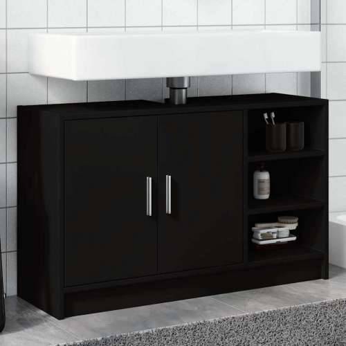 Ormarić za Lavabo - Umivaonik crni 90 x 29 x 55 cm konstruirano drvo - Crna 90 x 29 x 55 cm 1 Cijena