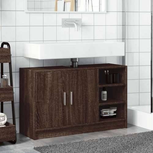Ormarić za Lavabo - Umivaonik smeđa boja hrasta 90 x 29 x 55 cm drveni - Smeđi hrast 90 x 29 x 55 cm 1 Cijena