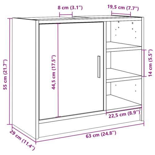 Ormarić za Lavabo - Umivaonik smeđa boja hrasta 63 x 29 x 55 cm drveni Smeđi hrast 63 x 29 x 55 cm 1 Cijena
