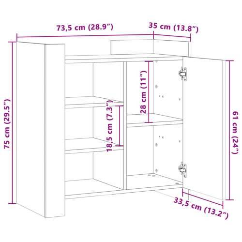 Komoda boja hrasta sonome 73,5x35x75 cm konstruirano drvo Sivi hrast sonoma 1 Cijena