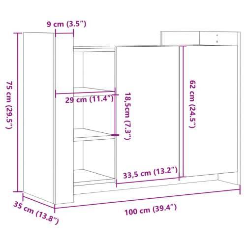 Komoda boja dimljenog hrasta 100 x 35 x 75 cm konstruirano drvo - Dimljeni hrast 1 Cijena