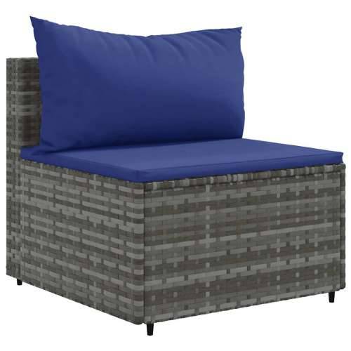 Vrtna garnitura - 10-dijelni set vrtnih sofa od poliratana s jastucima sivi - Siva i plava 10 Cijena