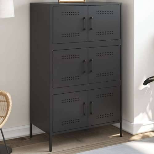 Visoka komoda crna 68 x 39 x 113 cm čelična Crna 1 Cijena